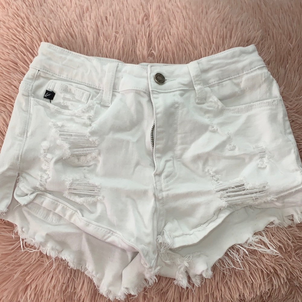 kanCan white distressed Jean shorts